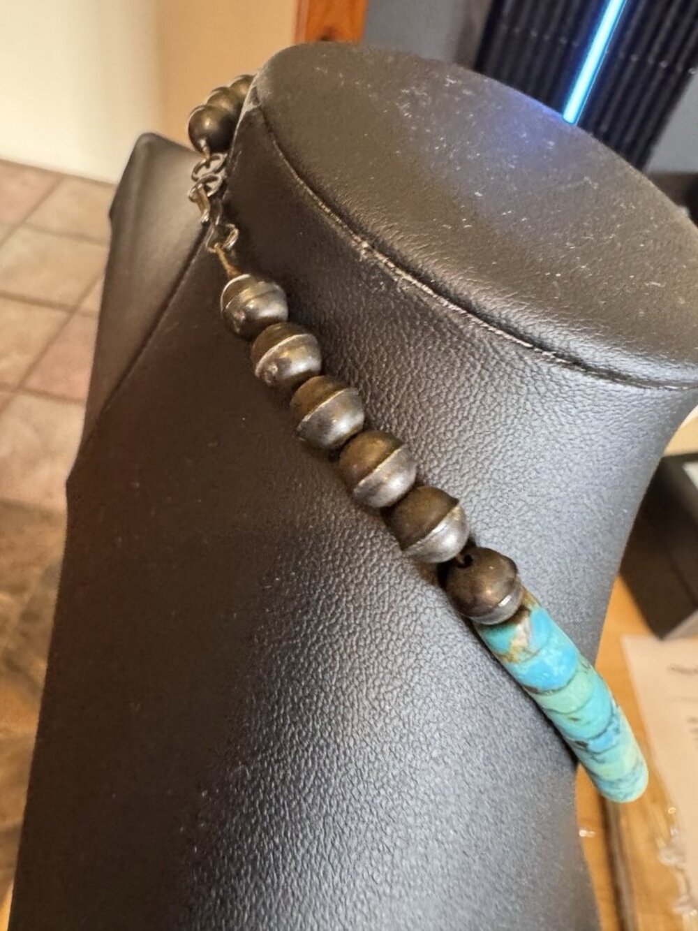 Southwestern Heishi Necklace Turquoise Sterling Bench Beads Onyx Serpentine - Picture 11 of 12